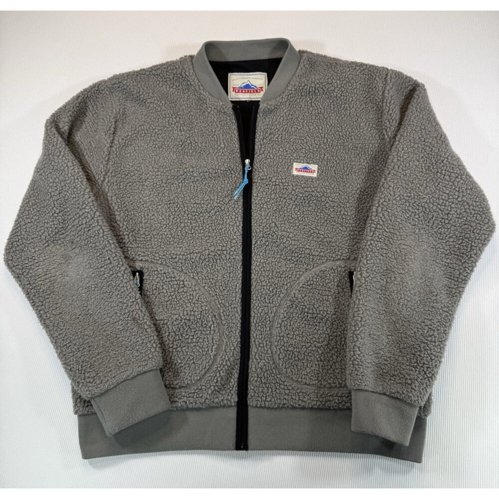 Penfield Sherpa Fleece Bomber Jacket Gray Full Zip Pile Mens XL Outdoor